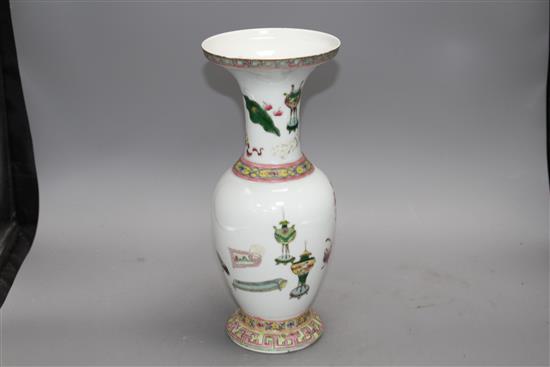 A Chinese famille rose vase, Qianlong mark, possibly Republic period, H. 31.3cm